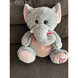 Kelly Toy Plush Stuffed Animal Gray/Pink Elephant Toy 14 Inches Excellent